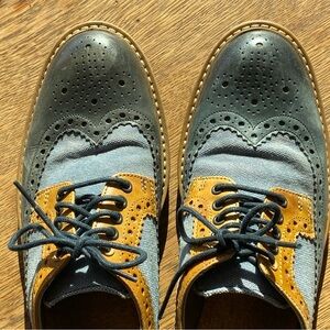 Clarks navy and yellow Leather Oxfords CLARKS MONAHAN PLAIN TOE LACE OXFORD NAVY NUBUCK - MENS  main image 2